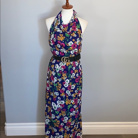 Vintage halter maxi floral dress. Size med - Picture 2 of 7